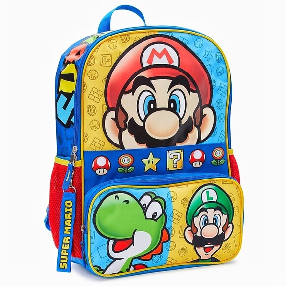 Nintendo Kids Super Mario Bros. Mario World 17" Laptop Video Game Backpack NWT - Picture 4 of 5
